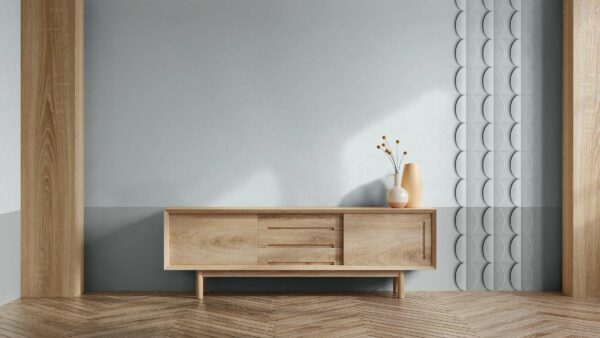 Simple,Minimal,Cabinet,For,Tv,Interior,Wall,Mockup,3d,Rendering
