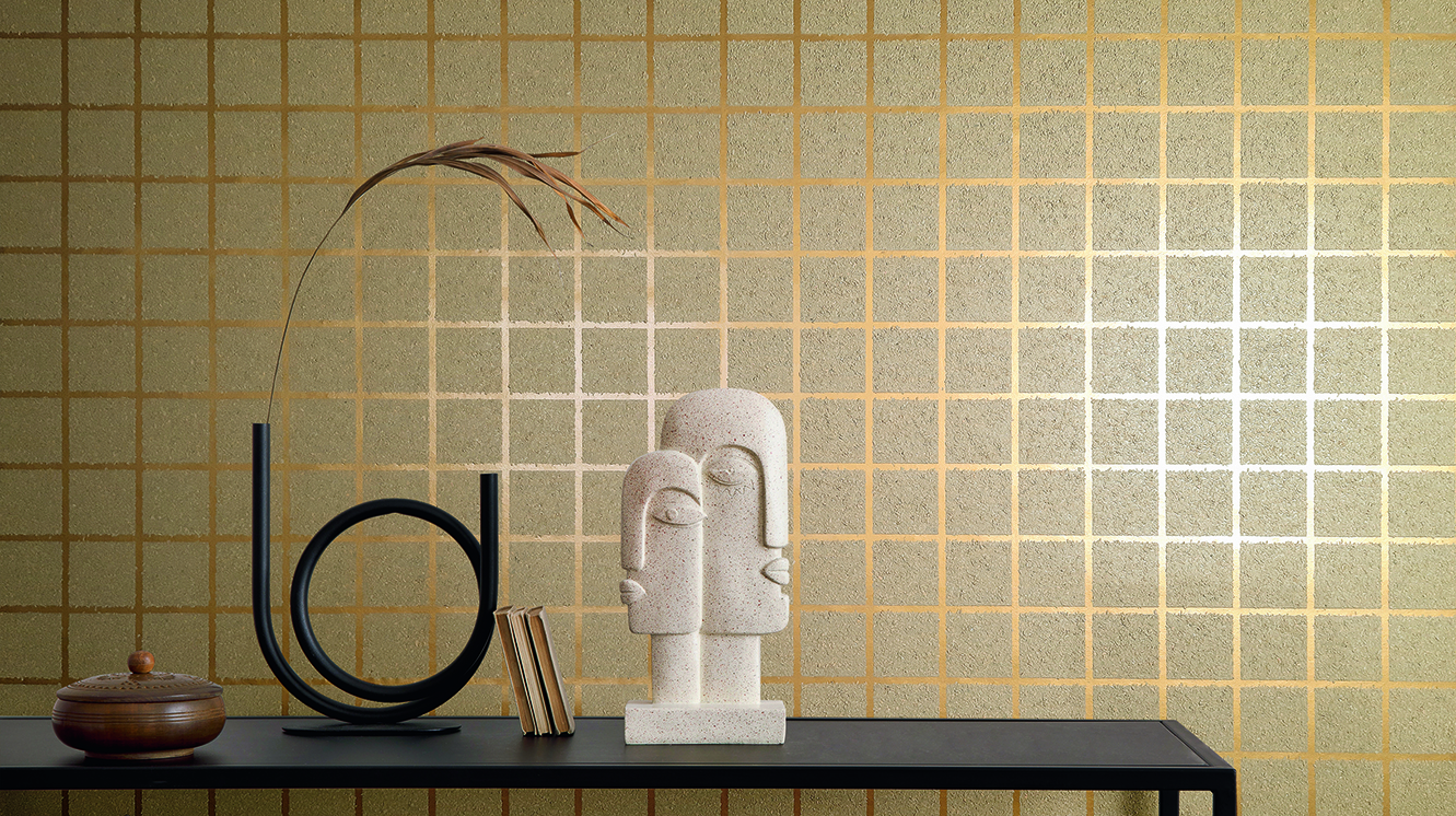 Haptische Tapete mit strukturierter Oberfläche im Detail