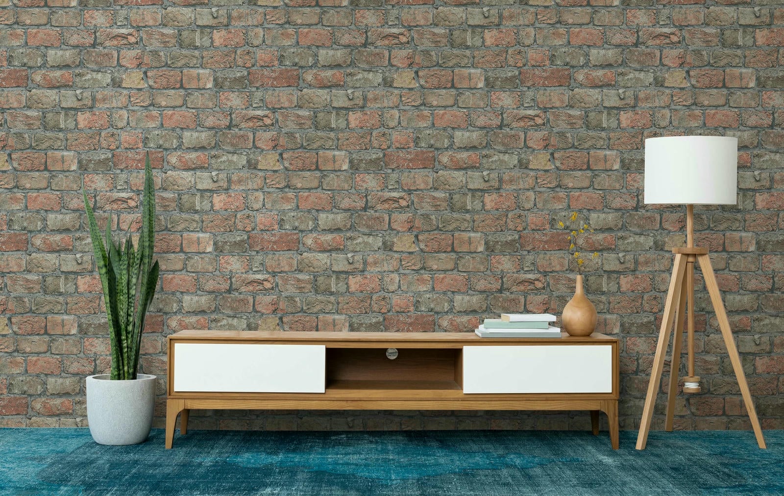 Wall mockup psd in a modern living room